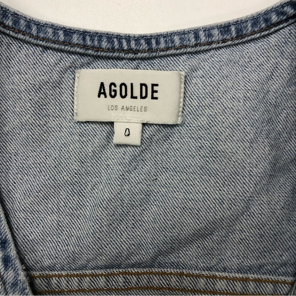 AGOLDE 70s Denim Jumpsuit Sleeveless Button Front womens Size 0 Festival - Picture 4 of 16